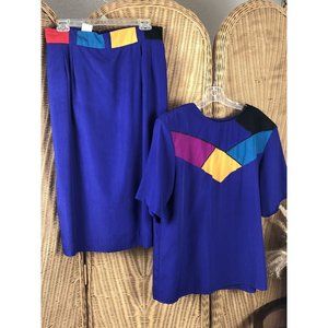 vintage womens blouse and skirt suit 1980’s City Girl size 14